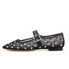 Fashion New Water Diamond Mesh Flat Sole Single Shoes Comfortable Women's Low Heel Commuting Student Shoes Fashionable Handmade Shoes