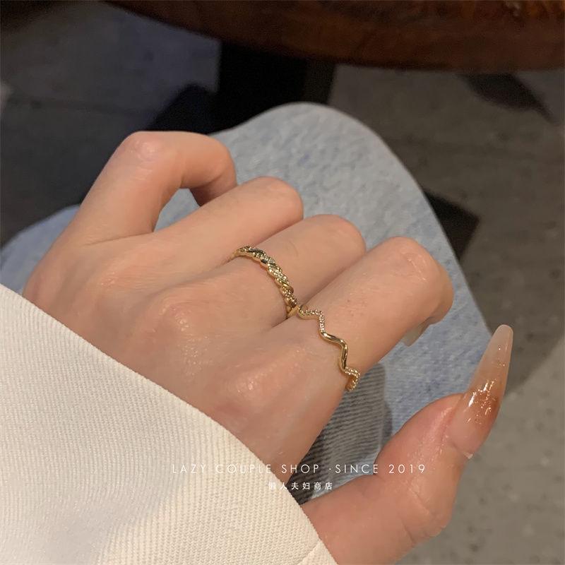 Light luxury fashion high sense pearl zircon copper ring women's design sense retro personality open index finger ring simple