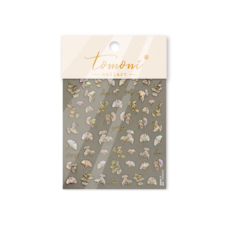 Tomoni Hot Stamping Ginkgo Leaf Nail Stickers - Modern Luxury Style Accessories
