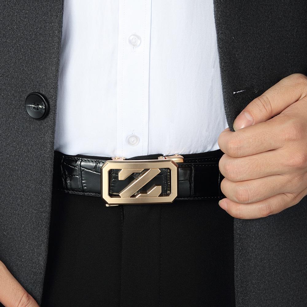 

Brand Men s Genuine Leather Automatic Buckle Belt - Casual, Trendy, Korean Style, Durable Cowhide, Youth Versatile. 120cm National Size