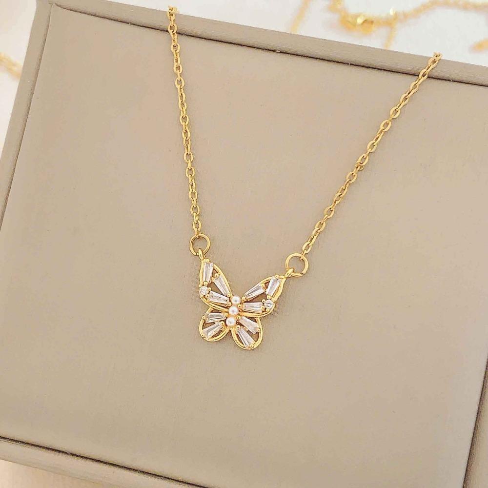 Necklace Women Do Not Fade Summer Small Cute Temperament Titanium Steel Necklace Versatile High-end Jewelry Simple Collarbone Chain