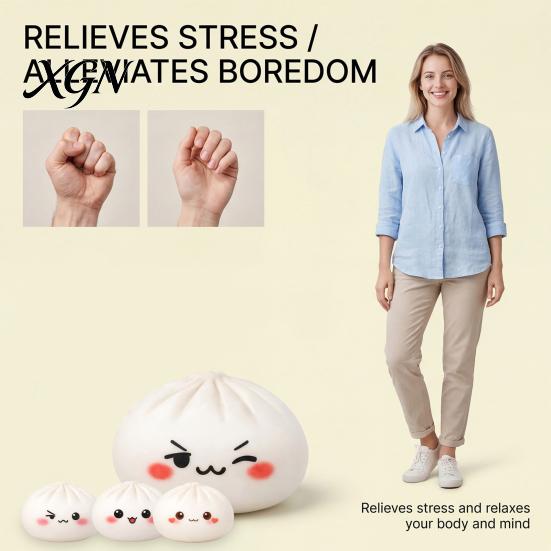 Simulated Dough Ball Toy Cartoon Expression Steamed Bun Stress Relief Dumpling Squeeze Sensory TPR Fidget