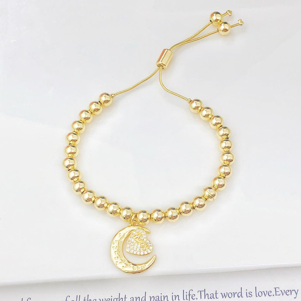 Luxury High Quality Round Shape Day mama Children Shine Zircon Copper Bead Bracelet For Women Wrist Jewelry Mother's Day Gifts