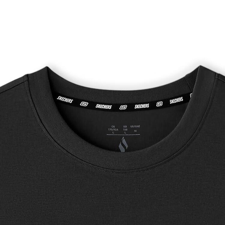 Skechers Antibacterial Round Neck Loose Moisture Wicking Comfortable Casual Sports Knit Short Sleeve T-Shirt Unisex Tops Carbon-Black L225U134-0018
