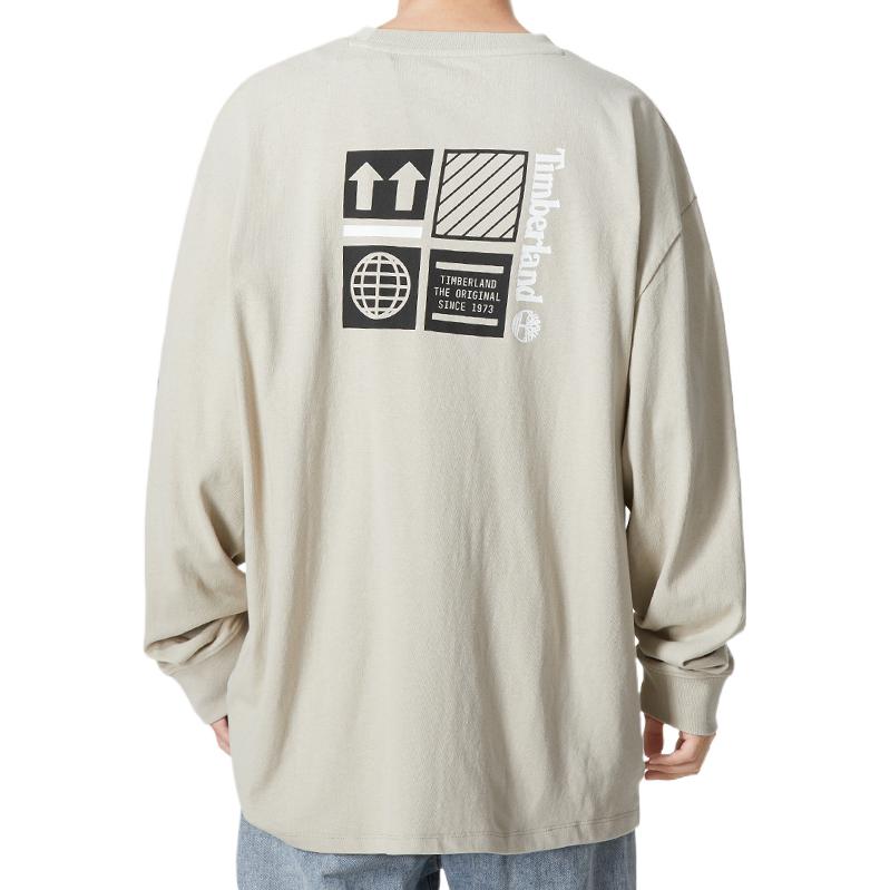 Timberland Letter Print Pattern Crew Neck Pullover Long Sleeve T-Shirt Men Tops Gray A5VJS-CY2