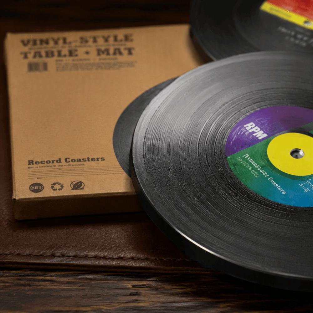 2pcs ABS Vinyl Record Coasters Black Music Disk Coasters Record Coasters  for Housewarming Gift