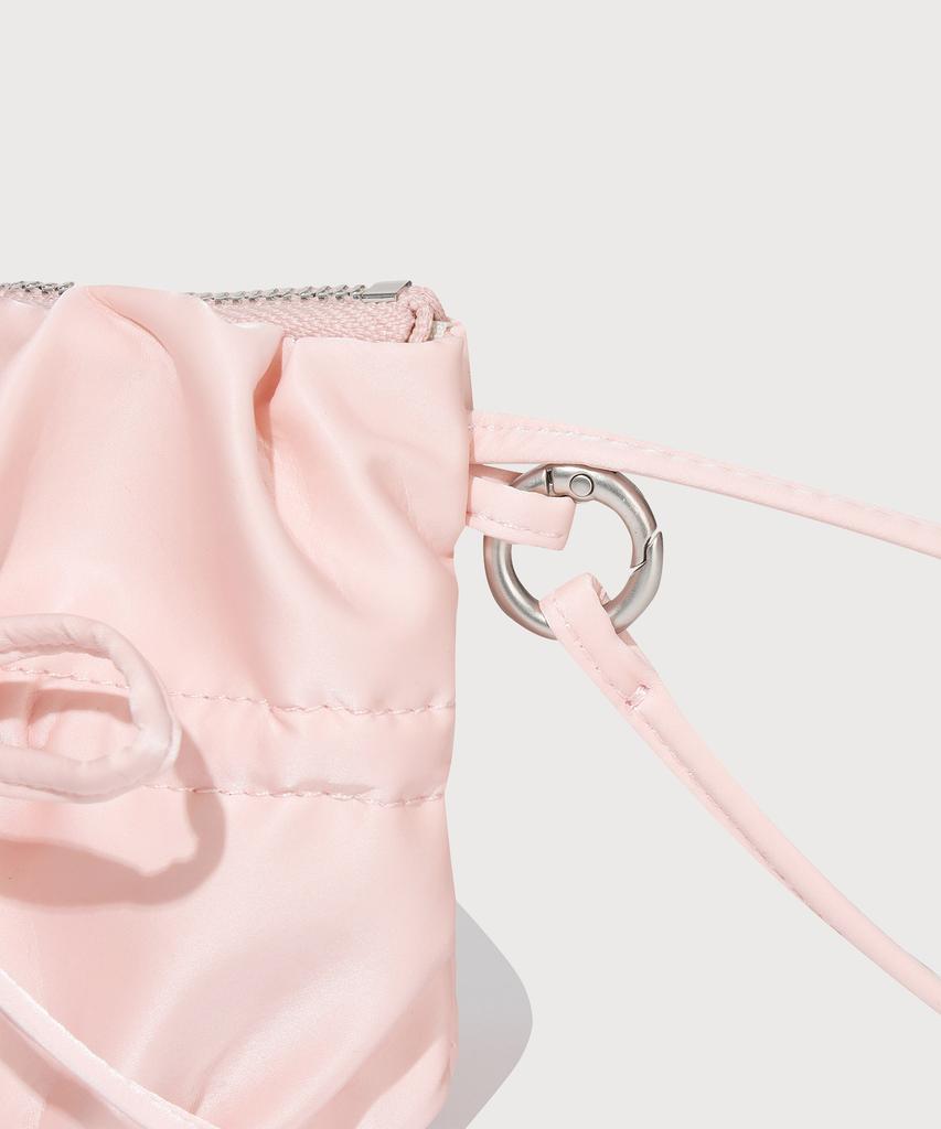 COVERNAT WOMAN Clover Heart Shirred Ribbon Handle Pouch Light Pink