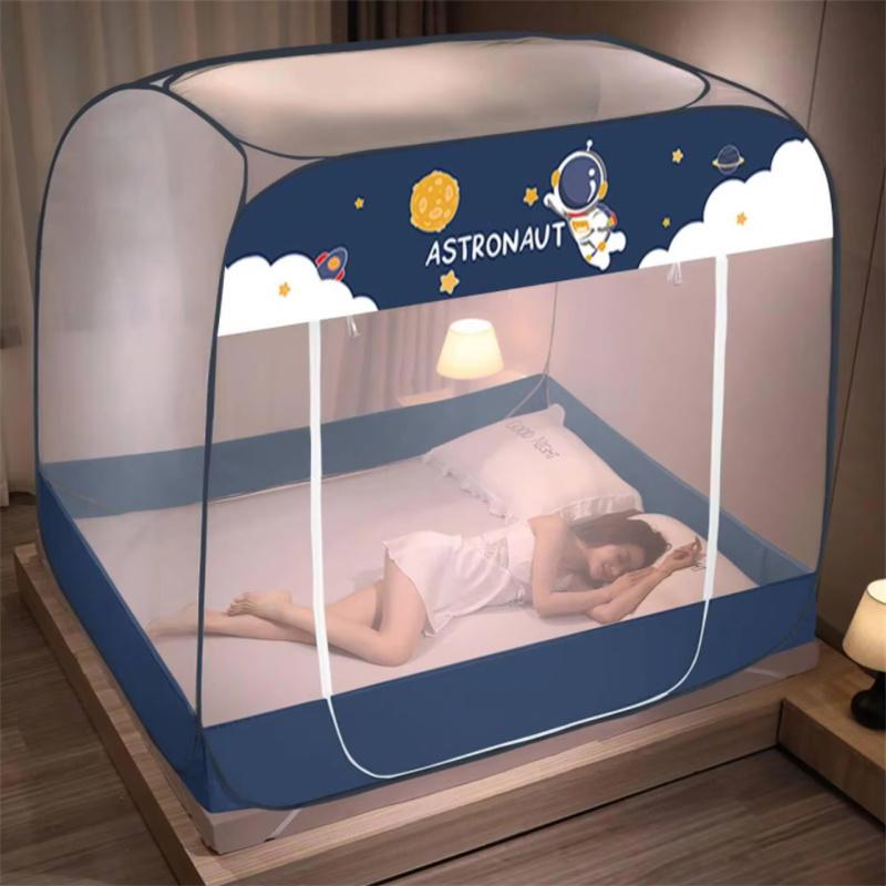 Increase Space Yurt Mosquito Net Cartoon Encrypted Mesh Mosquito Net Installation-free Full Bottom Single Door Mosquito Net 200x150x145cm
