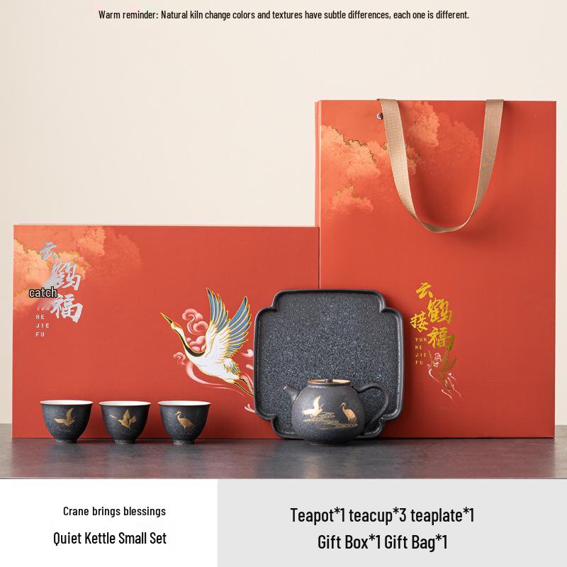 Crane Blessings Forbidden City Tea Set: Premium Business Gift