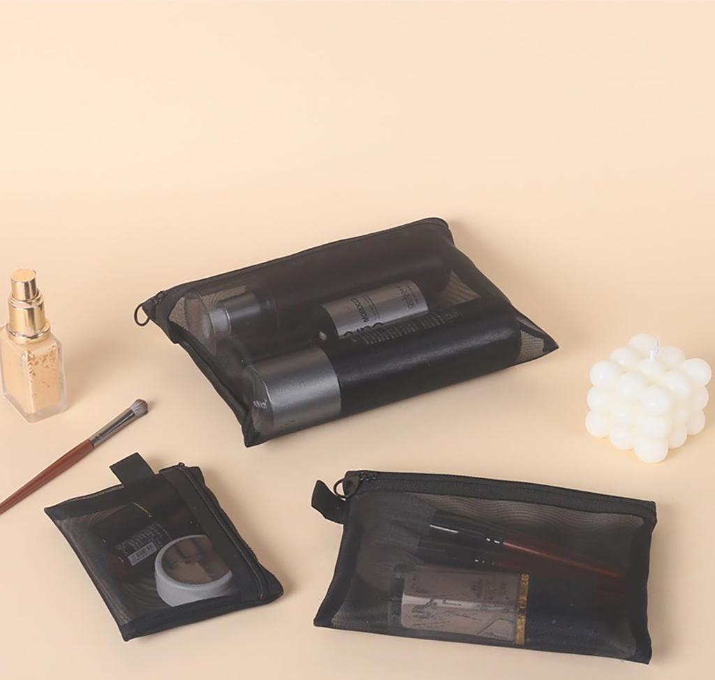 LeTradeJP Mesh 4 2 Cosmetic Makeup Ultra Convenient for Travel and Business Trips Pouches, Pouches, Sizes, Storage, Pouch, Hanging, Portable,