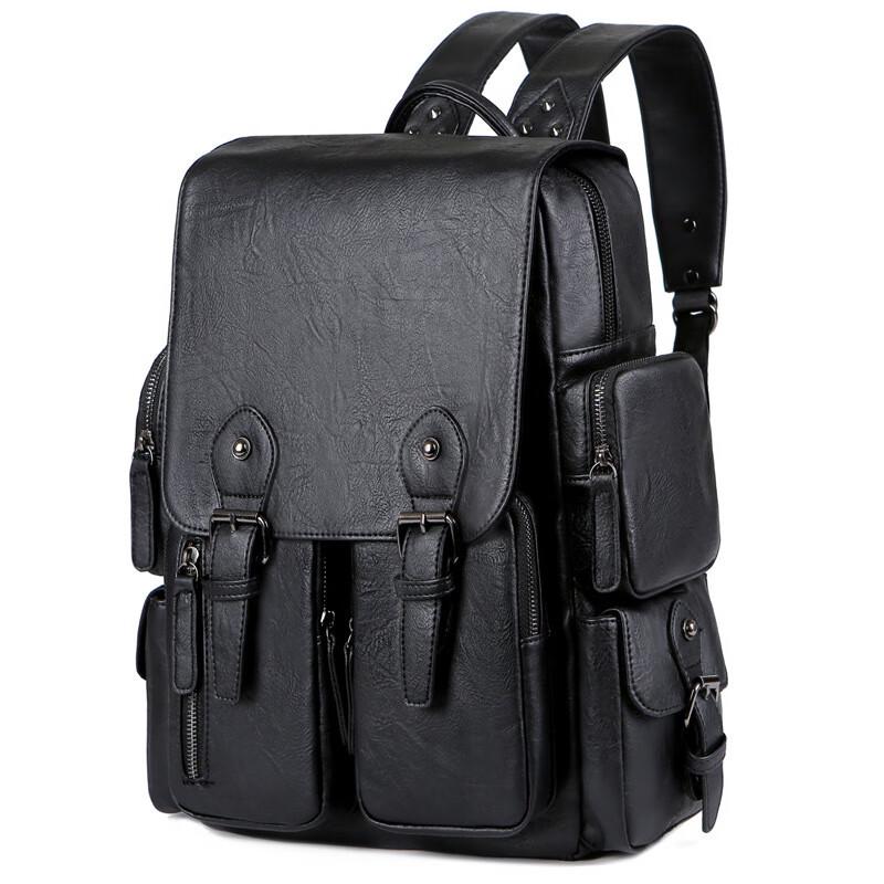 Men s Fashion Large Capacity PU Leather Backpack