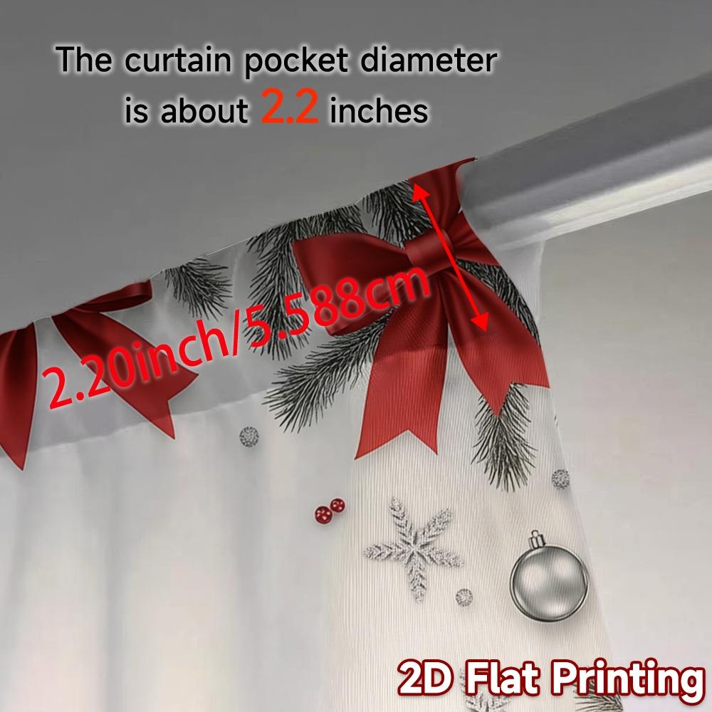 2pcs  Curtains Christmas Bow Ornament Garland Snowflake (3) Light Filtering Popular Curtains Durable 100% Polyester Fabric