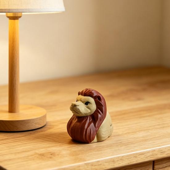 3D Printed Lion Duck Figurine, Low Saturation Color Desk Decor, Durable Matte Finish Nordic Style Display Ornament