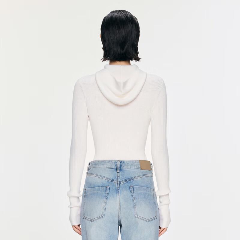 JNBY 2024 Winter Slim Fit Hooded 100% Wool Knit Sweater