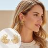 Vintage Elegant Gold Color Hollow Flower Stud Earrings For Women Design Irregular Piercing Earrings Party Jewelry Gifts