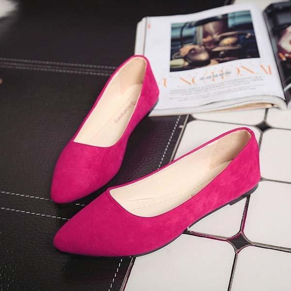 Kadın Babet Ayakkabı Sandalet Süet Sivri Uçlu Ayakkabı