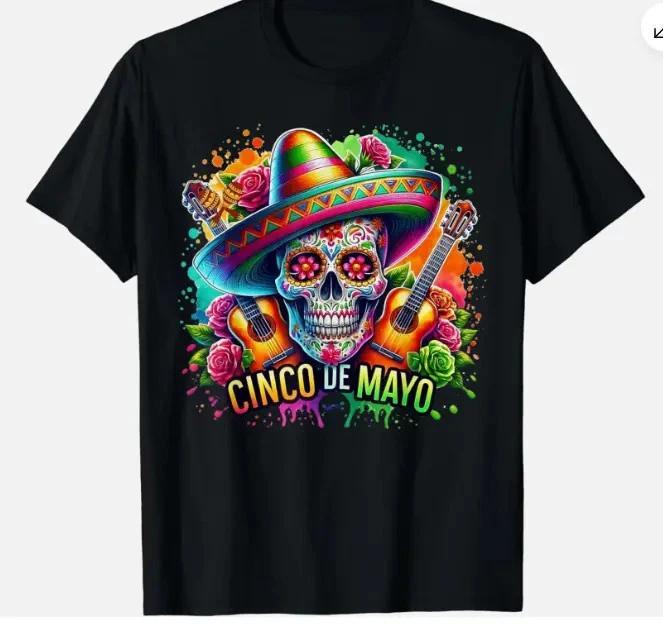 Cinco De Mayo Mexican Skull Fiesta 5 De Mayo Unisex T-Shirt 3XL