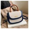 Borsa a sella portatile con texture premium da donna, nuova borsa a tracolla messenger retrò alla moda con inserti a contrasto di colore