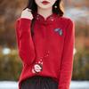 Autumn and Winter Women's Double-sided Fleece Undershirt Embroidered Loose Long Sleeve T-shirt