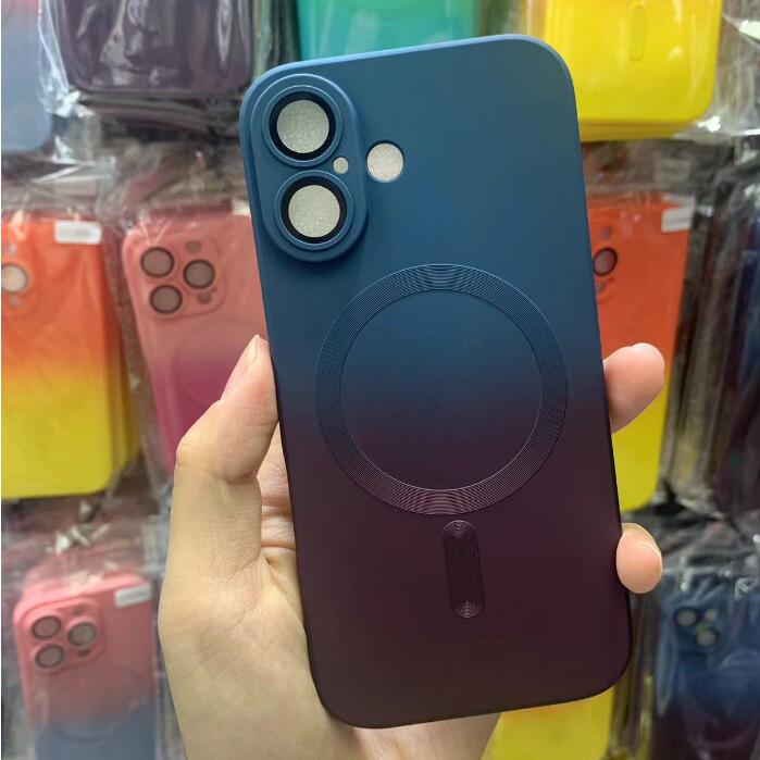 For iPhone 11 to 17 Pro Max Metallic Paint Magnetic TPU Soft Phone case Skin Feeling Protective Cover for Samsung S24 Ultra