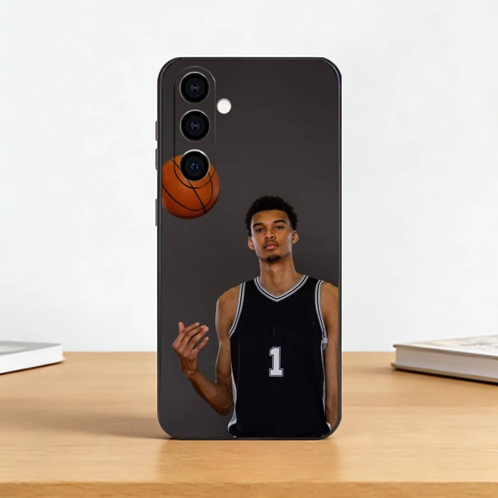 Custodia per Telefono Sportiva da Basket Victor Wembanyama Per Samsung Galaxy A73,A72,A71,A70,A53,A52,A51,Cover Nera in Morbido Silicone