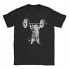 Vintage Retro Weight Lifting Gym Cat T Shirts Men Cotton Vintage T-Shirts Round Collar Tee Shirt Short Sleeve Clothes Plus Size
