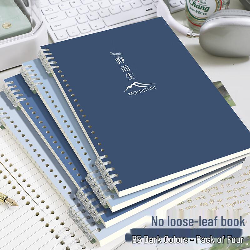 Faramon B5 Loose-Leaf Notebooks, 4-Pack, Morandi Colors