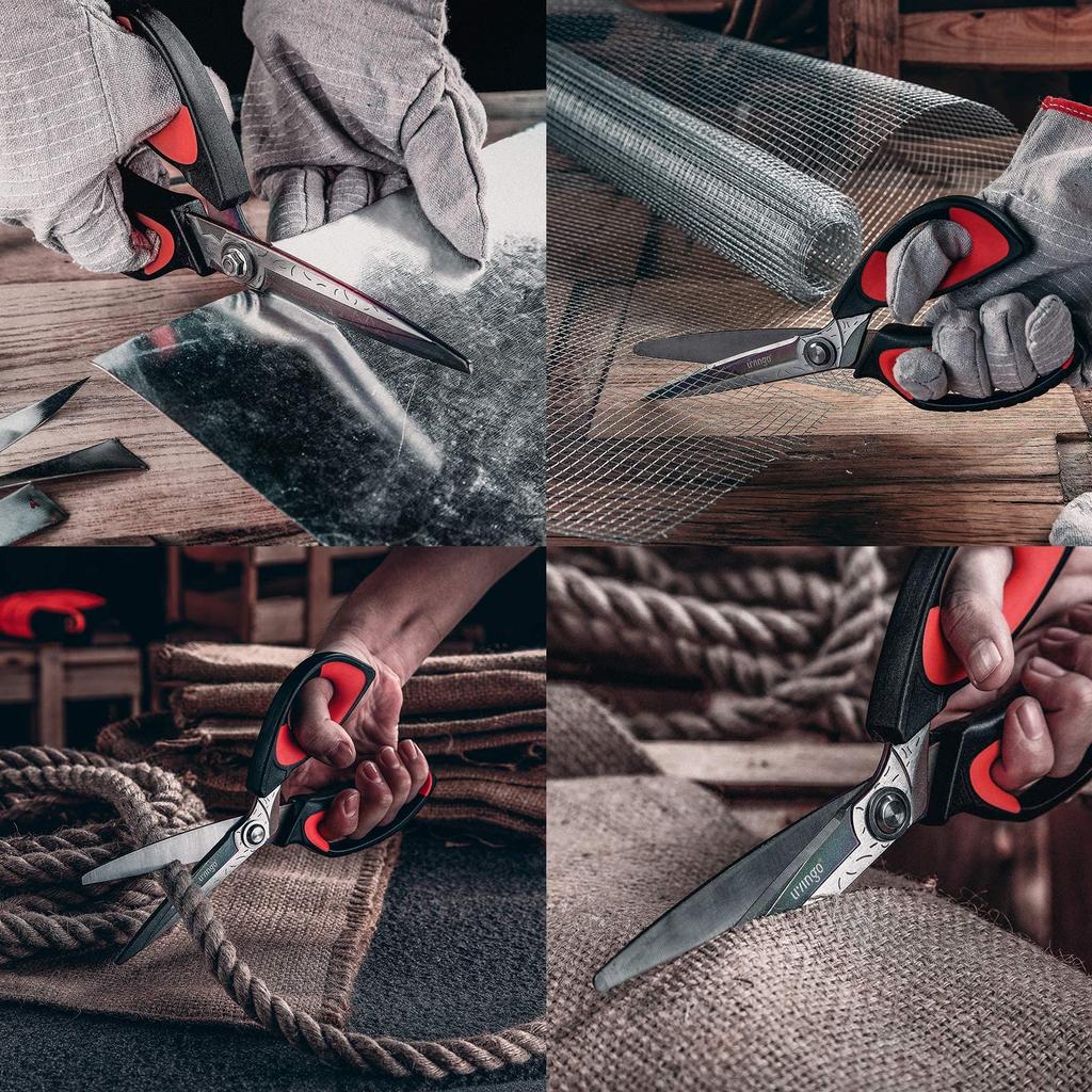 LIVINGO 253mm Strong Forged Stainless Powerful Pruning Cutting Tool for Home Factory Recyclable and Cardboard Multi-Purpose Scissors, Titanium-Coated,