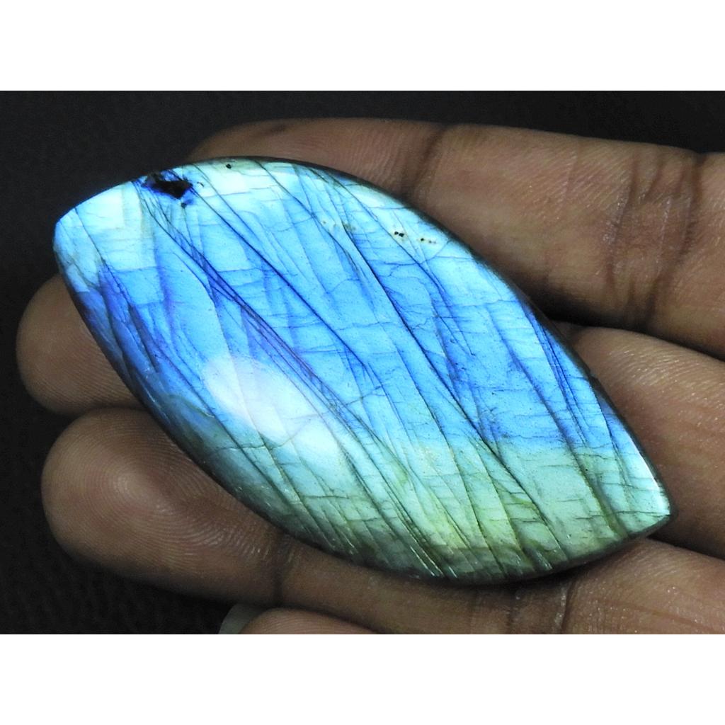 29Cts.Natural Labradorite Blue Fire Fancy Cabochon Loose Gemstone 32X65X08MM B-29