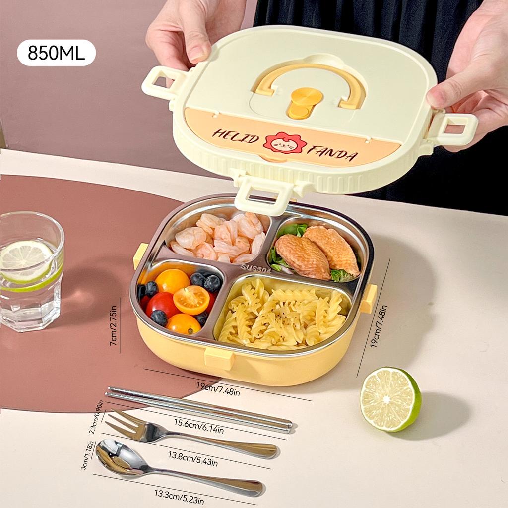 WORTHBUY Přenosný Bento Box na Oběd se 4/5 přihrádkami Mikrovlnný Uzavíratelný 304 Nerezový Kontejner na Jídlo Sada Pro Děti Studenty