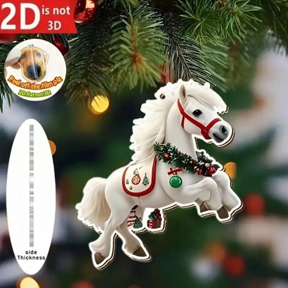 Party 2D Flat Christmas Hanging Pendant Ebony Horse Majesty Acrylic Horse Pendant Car Horse Pendant Navidad Decor