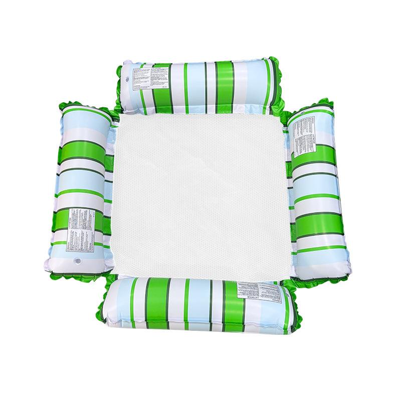 Single Foldable Mesh Inflatable Floating Row 4 Tube Striped Water Hammock Thickened PVC Portable Pool Beach Water Entertainment