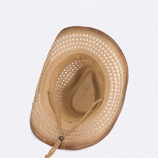 Jazz Hat Hollow Design Wide Brim Sun Hat Adjustable Drawstring Cowboy Hat Breathable Lightweight Summer Outdoor Hat