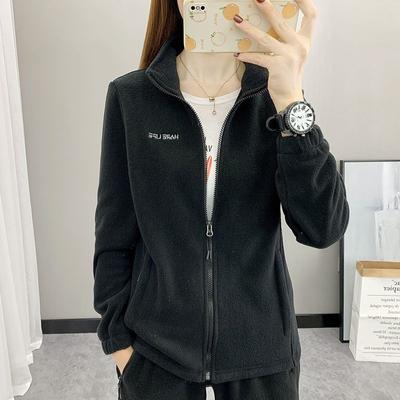 Outdoor Fleece Damen Frühling und Herbst Stehkragen Pullover Reißverschluss Sport Polar Fleece Plus Fleece Pullover Jacke