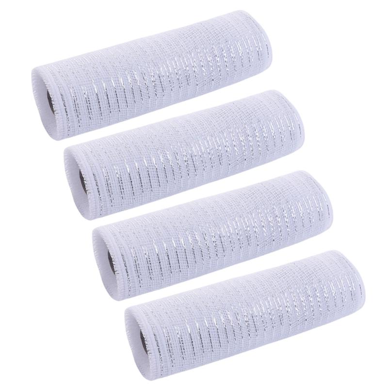 4 Rolls Durable Plastic Mesh Ribbon for Christmas Tree Decoration Perfect for DIY Projects and Festival Home Decors