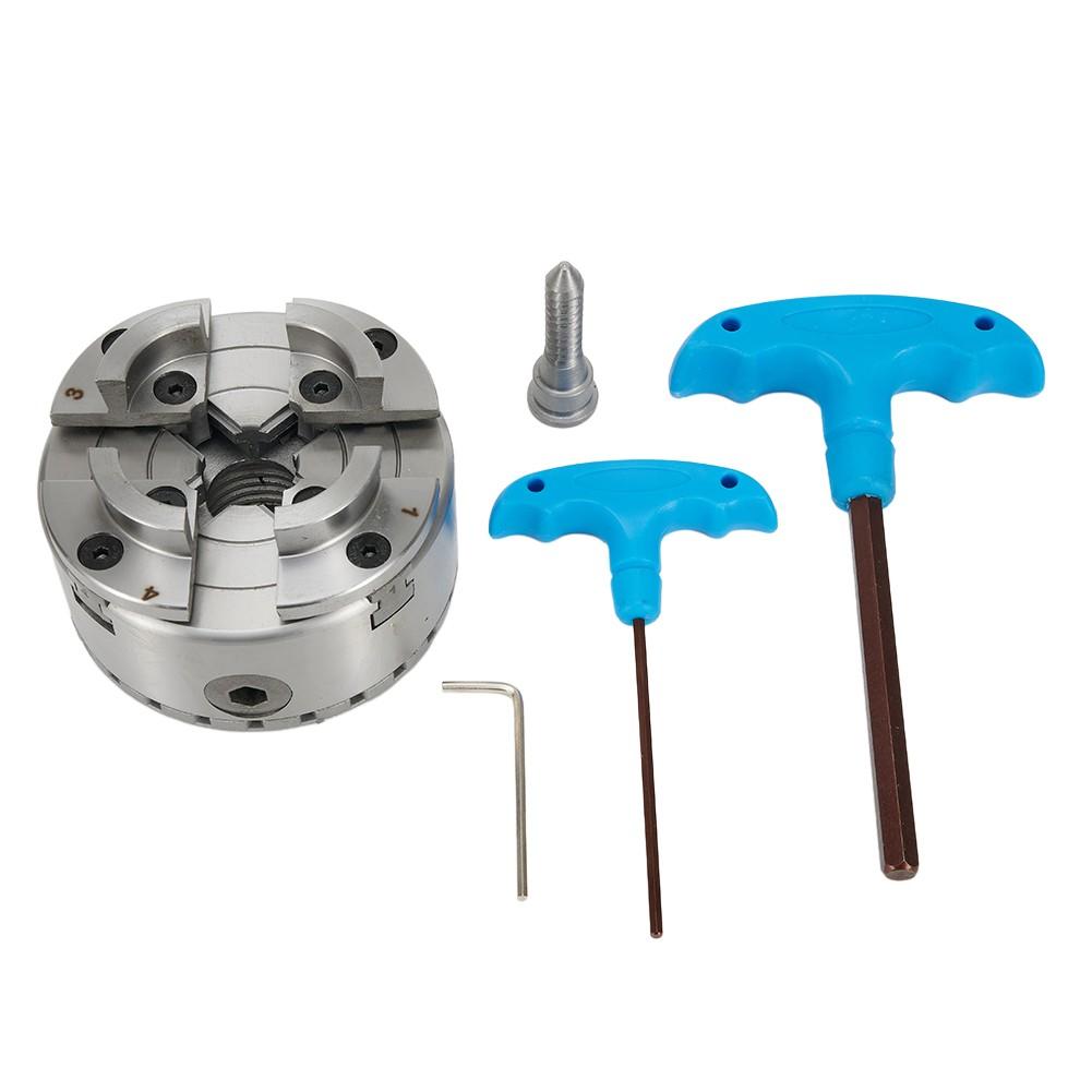 4In 4‑Jaw Self‑Centering Lathe Chuck with M33 Thread 2.5mm Wrench 96mm Chuck OD