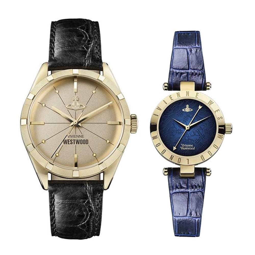

Vivienne Westwood Pair Watch Storage Box for Men and Black and Leather VV192GDBKVV092NVNV Women, Navy, Strap, [Used]