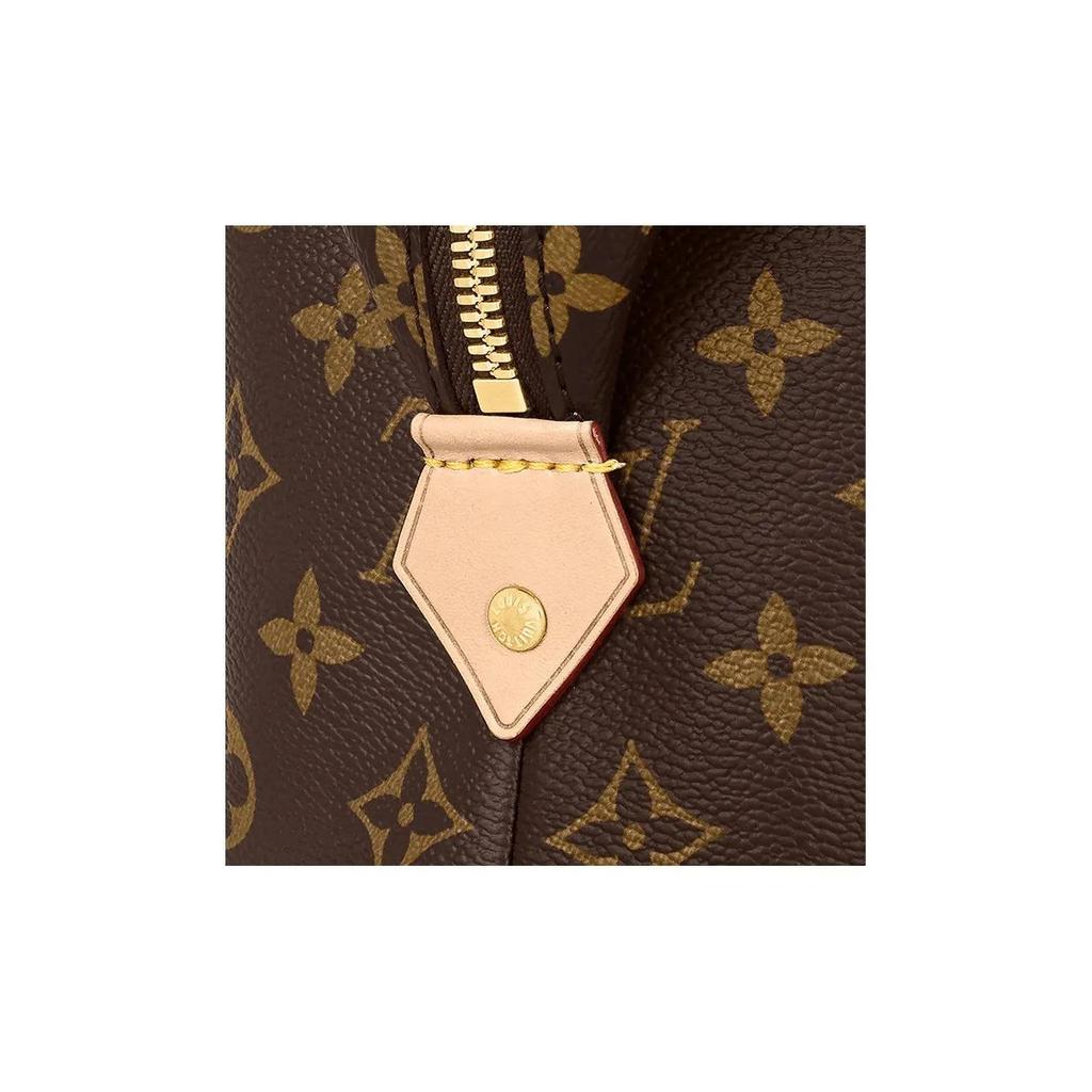 Louis Vuitton Neceser/Bolsa de Cosméticos Grande para Mujer con Estampado Integral y Cierre de Cremallera Marrón