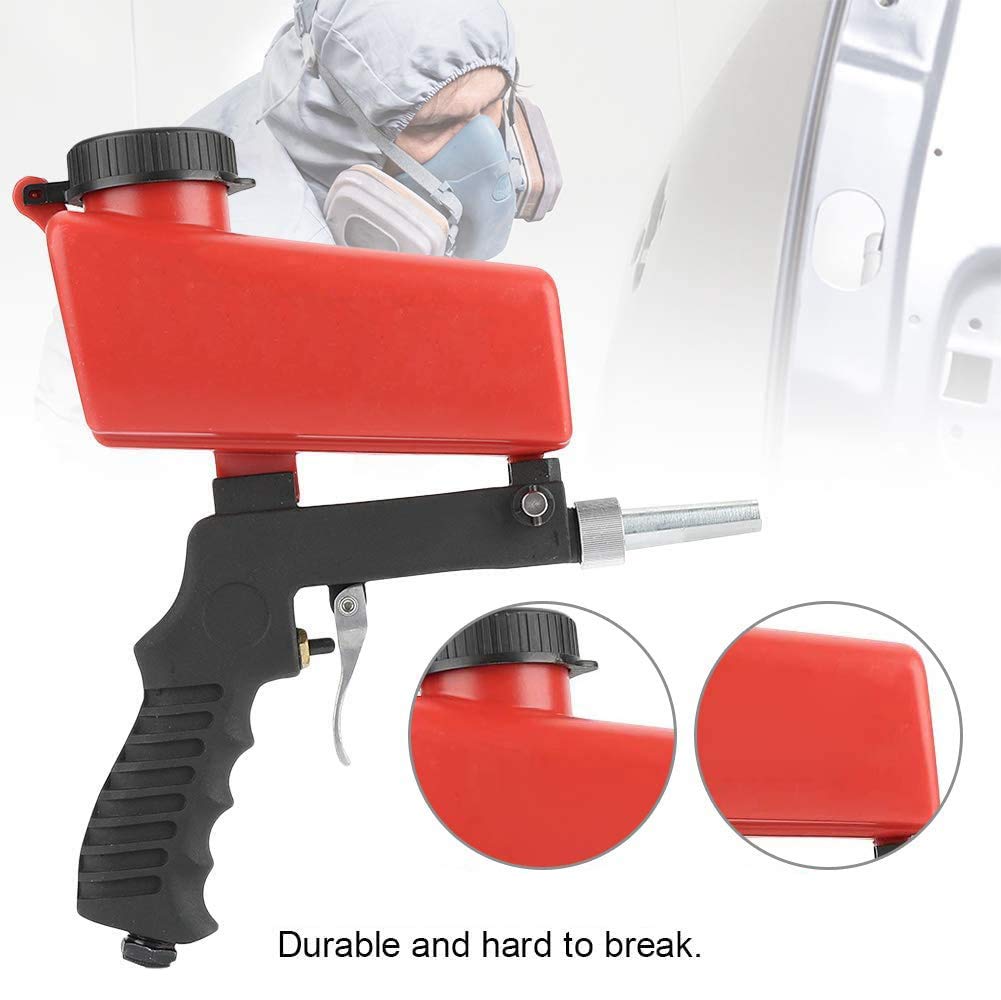 WINGONEER Air Sandblasting Gun, Small Handheld Portable Sandblasting Gun, Red