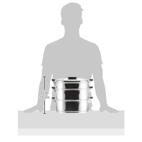 Mikojima Seisakusho Momo-in Square Steamer, 29cm, 3 Tiers, 18-0 Stainless Steel, Japan, AMS69293