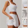Oiob Yoga Suit Tennis Suit Women's Outdoor Running Sports Fitness Vest Badminton Hundred Wrinkle Short Skirt Two-piece Set