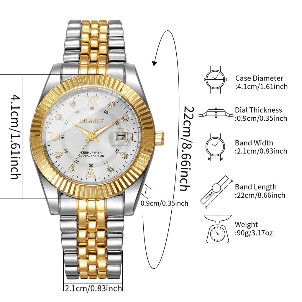 Luxury Roma Dial Men Calendar Quartz Watch Stainless Steel Strap Men's Business Watches Relogio Masculino (Without Box)