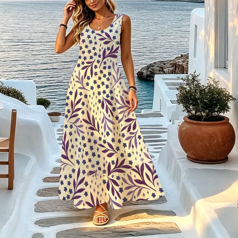 Women's Lightweight Flowy Beach Maxi Dress,Versatile Summer Long Dress for Daily Casual Wear Beach Vacation Outfits