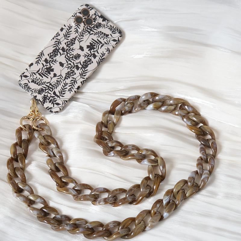 New Phone Accessory Detachable Parts Chain Blue Crossbody Resin Luxury Strap Amber Phone Case Chains Red Acrylic Shoulder Chain