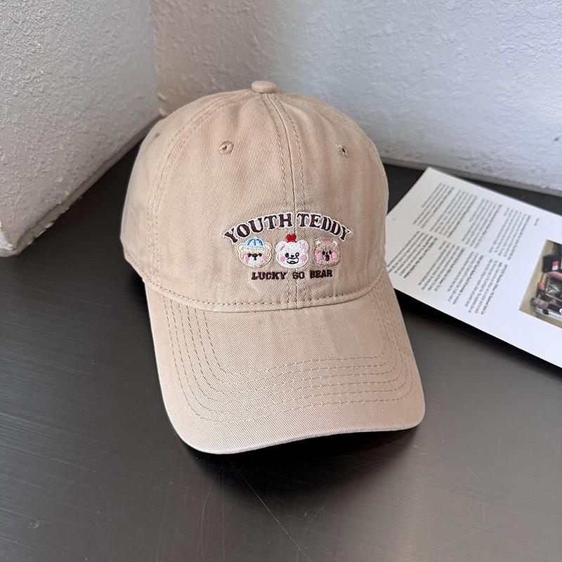 Cap Baseball Fashionable With Little Bear And Letter Embroidery Design For Daily
