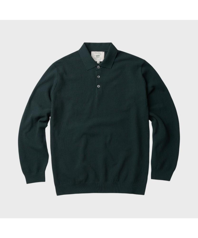 Henlikoteun Long Sleeve Textured Polo Knit Ahwas26611Grx