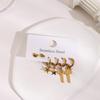 Stainless Steel Stud Earrings Set with Zirconia: Butterfly, Star, Heart & Four-Leaf Clover Designs