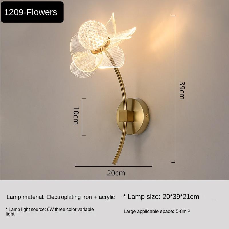Flower Creative Acrylic Led Wall Lamp Light Luxury Simple Bedroom Bedside Wall Lamp Living Room TV Lamp Wall Decor Light