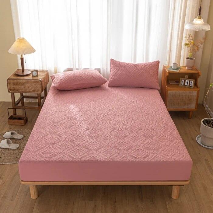 Drap-housse matelassé imperméable, respirant, silencieux, épais, prévention des taches, couvre-lit à carreaux, couvre-lit antidérapant