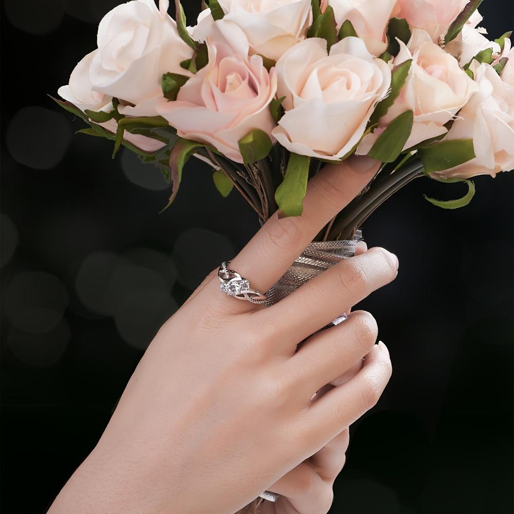 925 Sterling Silver Infinity Symbol Wedding Ring Round Cut Cubic Zirconia Women's Bridal Set